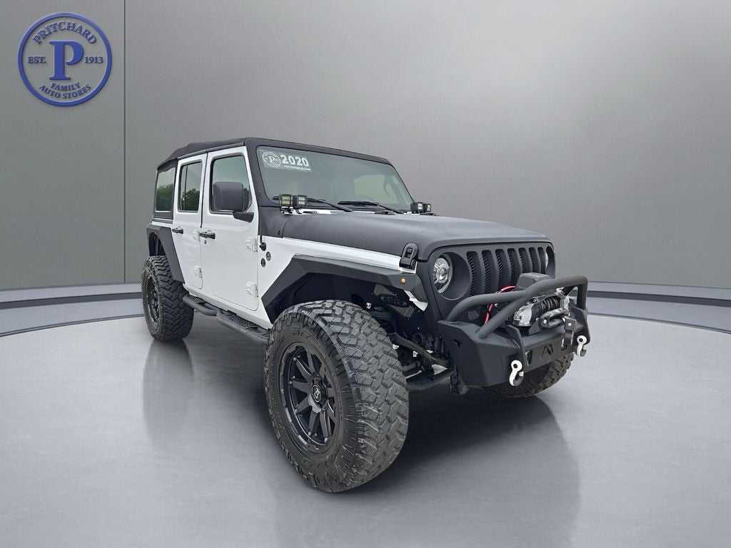 2020 Jeep Wrangler Unlimited Sport in Bright White Clearcoat — front three-quarter view