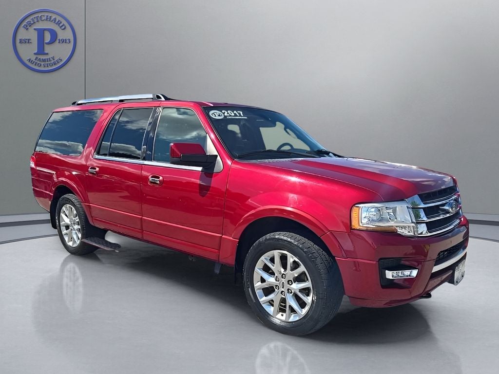 2017 Ford Expedition EL Limited in Ruby Red Metallic — front three-quarter view
