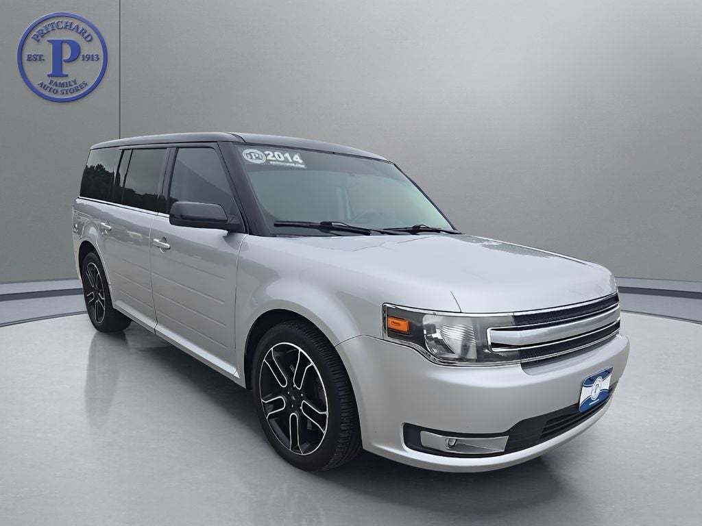 2014 Ford Flex SEL in Ingot Silver — front three-quarter view